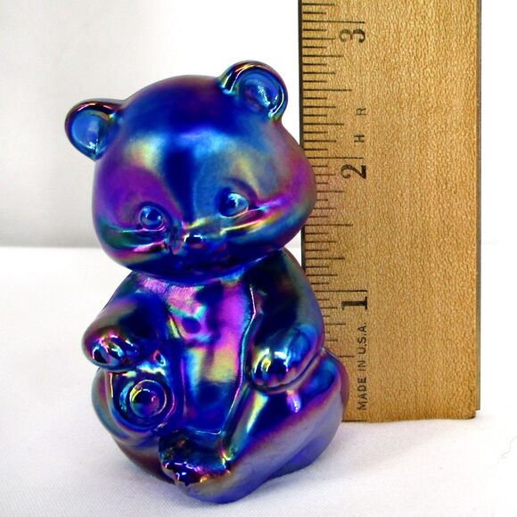 Fenton Plum Opalescent Iridized Bear Figurine Carnival Glass Purple - Picture 4 of 8